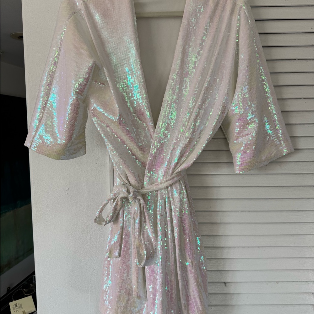 Iridescent Sequin Wrap Dress